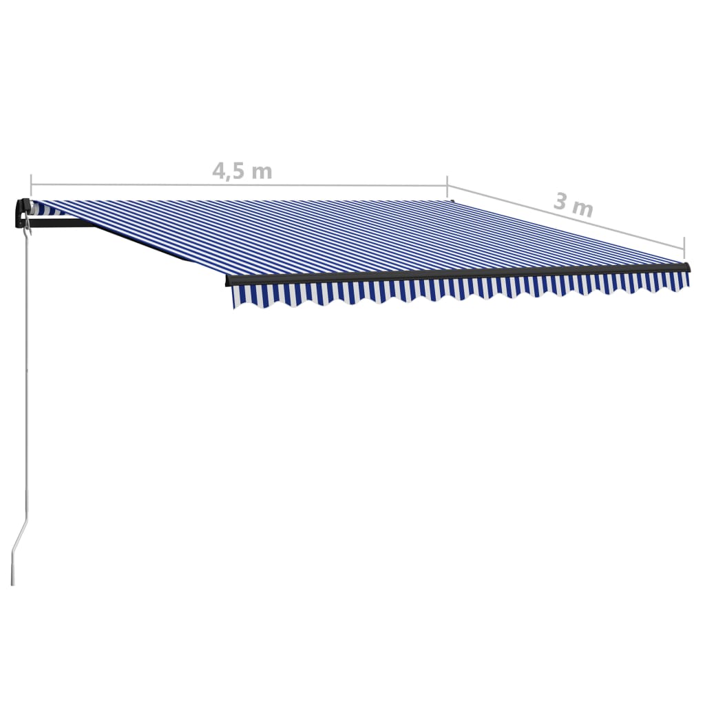 Manual Retractable Awning 450x300 cm Blue and White
