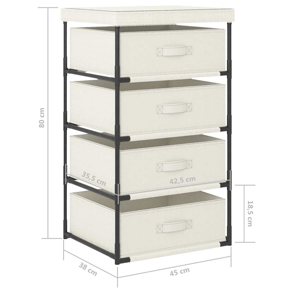 322624 vidaXL Storage Rack with 4 Fabric Baskets Steel Cream