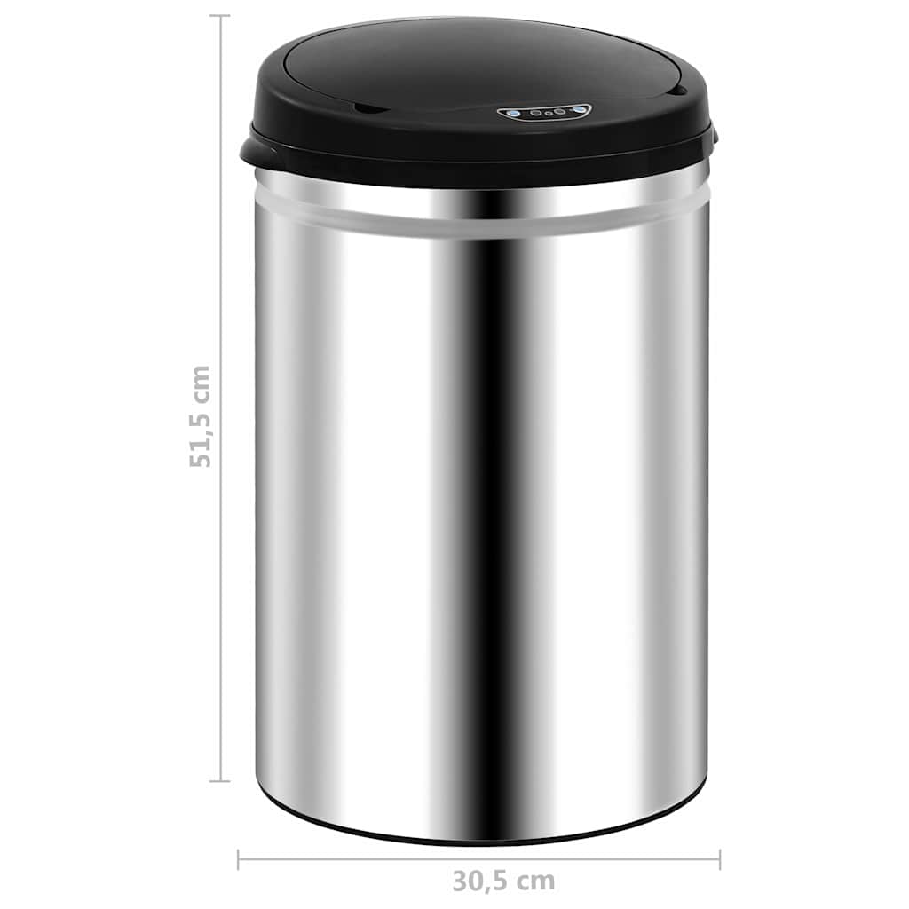 322692 vidaXL Automatic Sensor Dustbin 30 L Stainless Steel