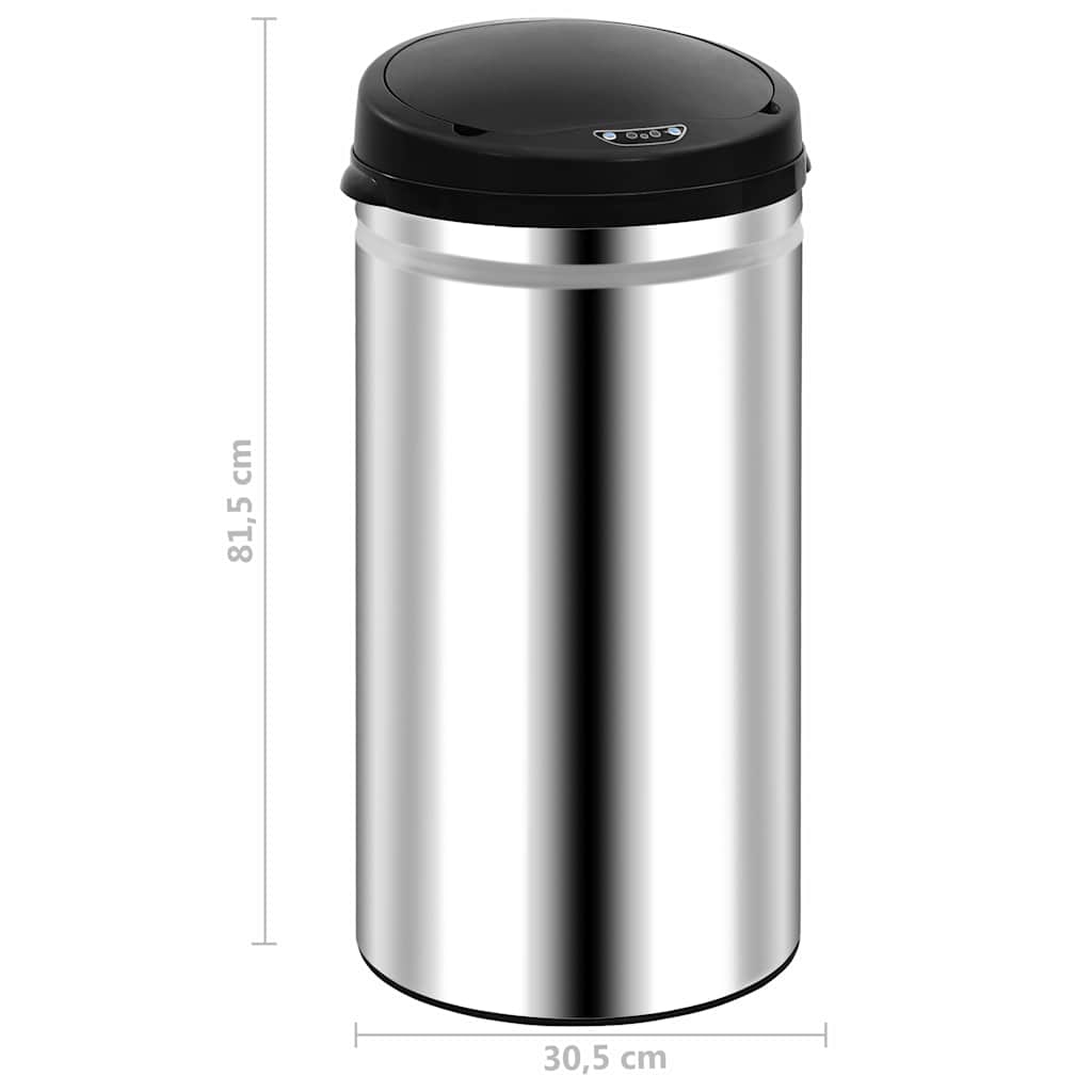 322694 vidaXL Automatic Sensor Dustbin 50 L Stainless Steel