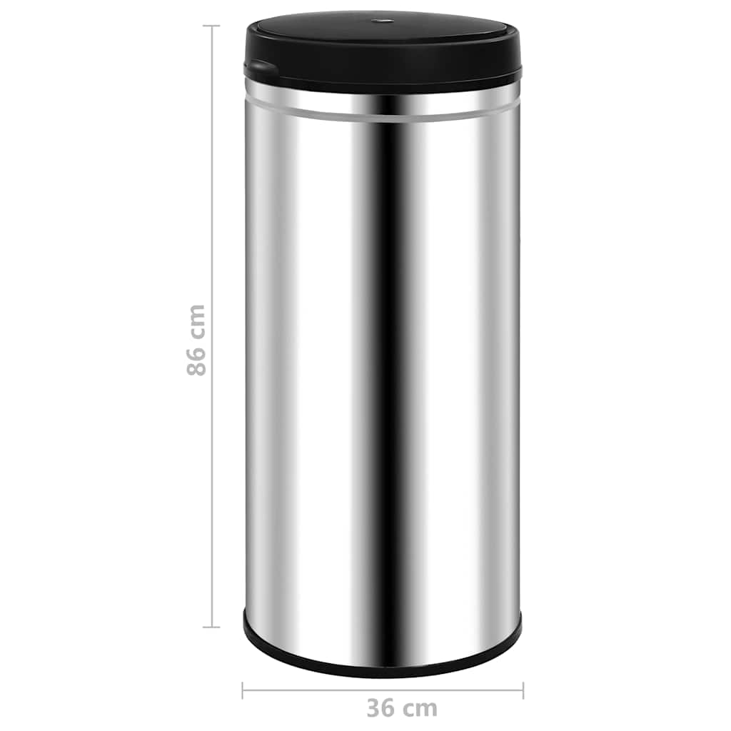 322697 vidaXL Automatic Sensor Dustbin 80 L Stainless Steel