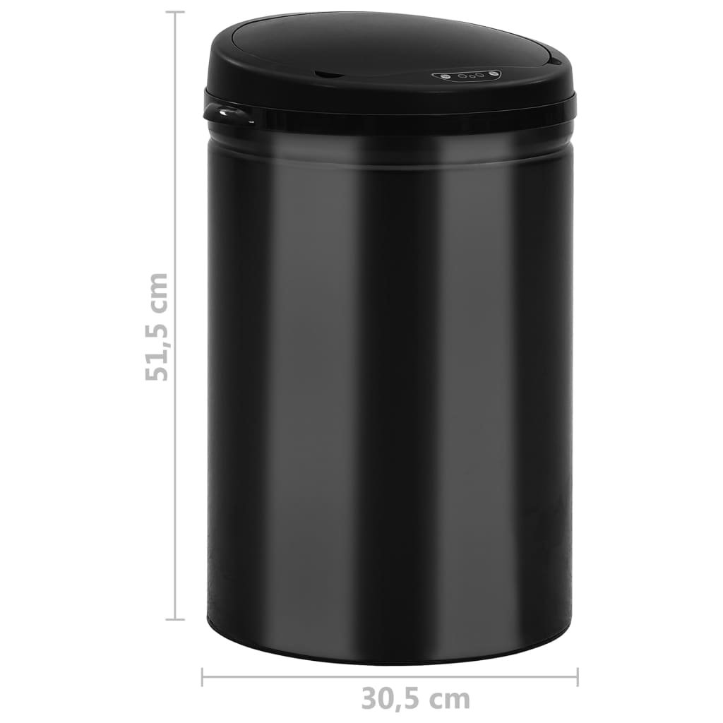 322698 vidaXL Automatic Sensor Dustbin 30 L Carbon Steel Black