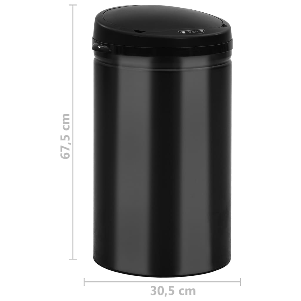 322699 vidaXL Automatic Sensor Dustbin 40 L Carbon Steel Black