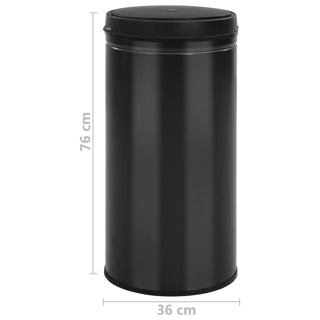 322702 vidaXL Automatic Sensor Dustbin 70 L Carbon Steel Black