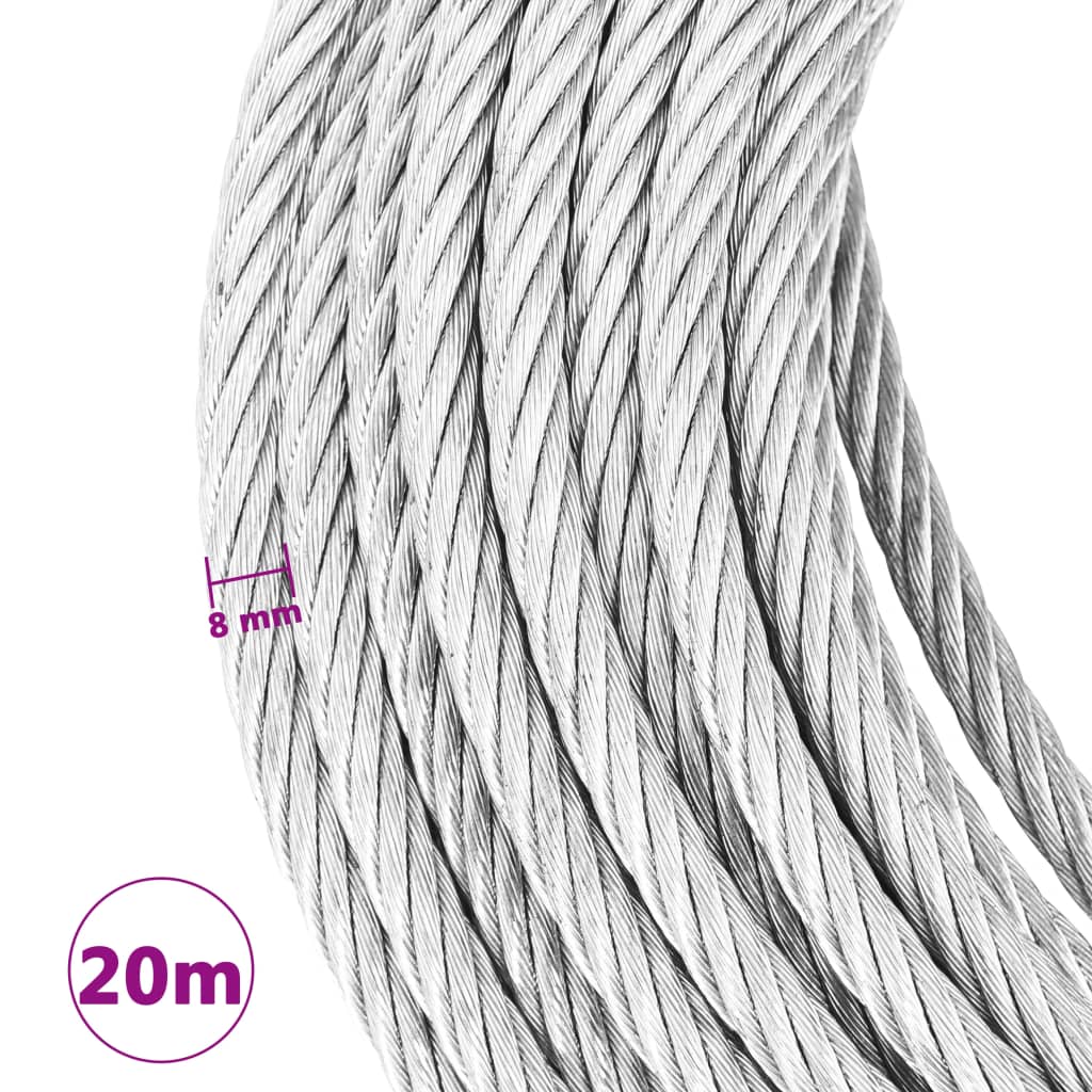 vidaXL Wire Rope Cable 800 kg 20 m