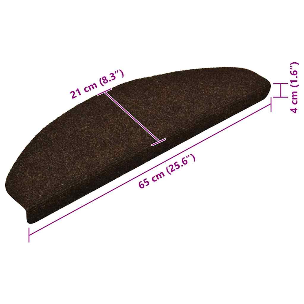 Stair Mats Self-adhesive 15 pcs 65x21x4 cm Brown Half Round Large