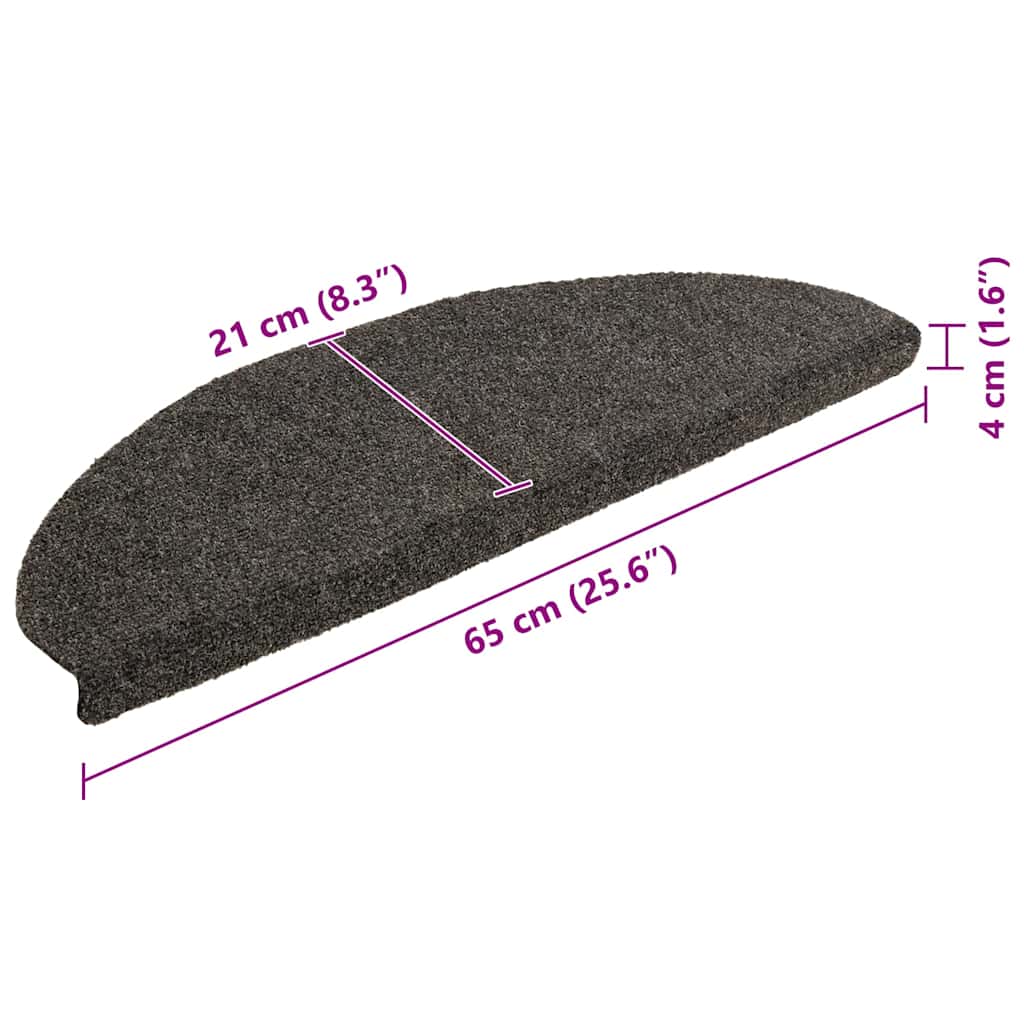 Stair Mats Self-adhesive 15 pcs 65x21x4 cm Anthracite Half Round Large