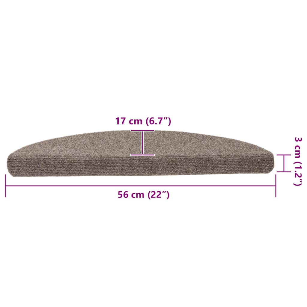 Stair Mats Self-adhesive 15 pcs 56x17x3 cm Beige Half Round