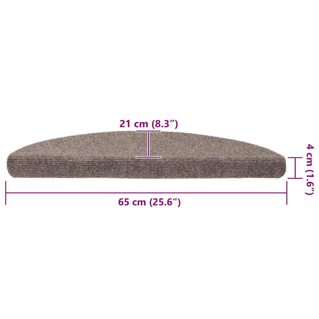 Stair Mats Self-adhesive 15 pcs 65x21x4 cm Beige Half Round Large