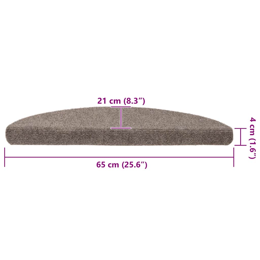 Stair Mats Self-adhesive 15 pcs 65x21x4 cm Beige Half Round Large
