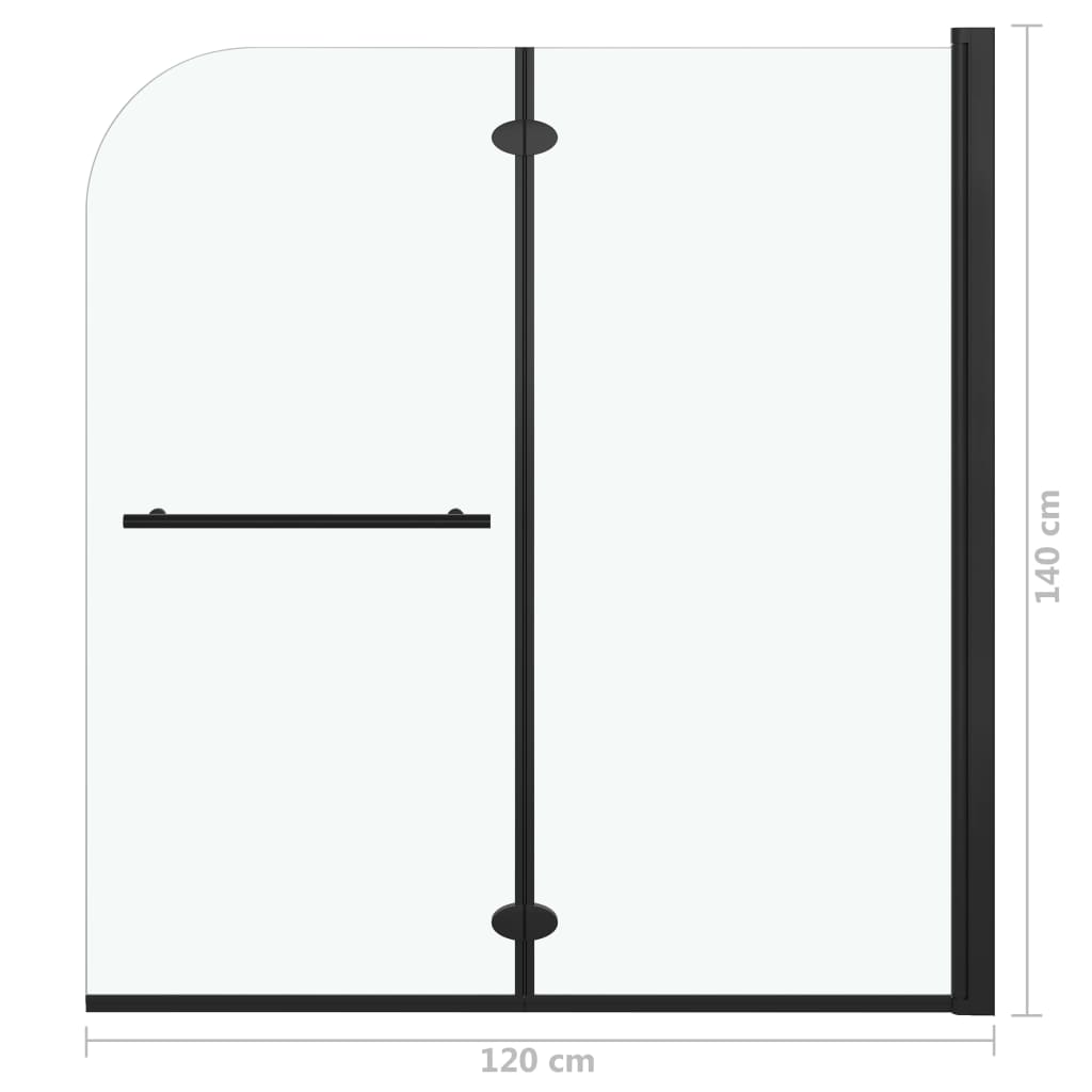 147194 vidaXL Folding Shower Enclosure 2 Panels ESG 120x140 cm Black