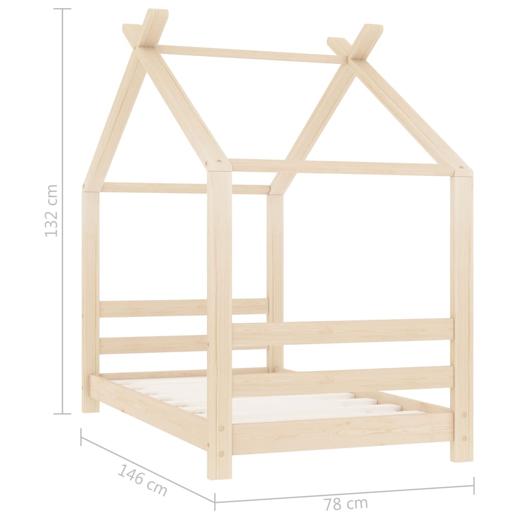 289607 vidaXL Kids Bed Frame Solid Pine Wood 70x140 cm