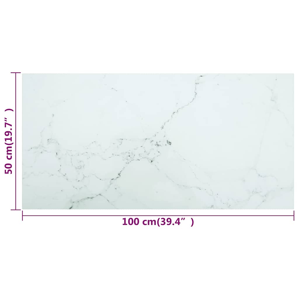 322258 vidaXL Table Top White 100x50 cm 6mm Tempered Glass with Marble Design