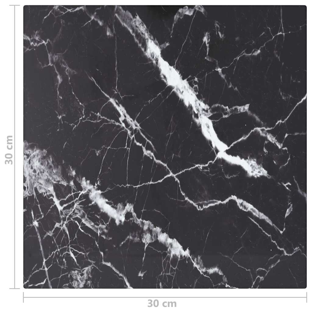 322268 vidaXL Table Top Black 30x30 cm 6 mm Tempered Glass with Marble Design