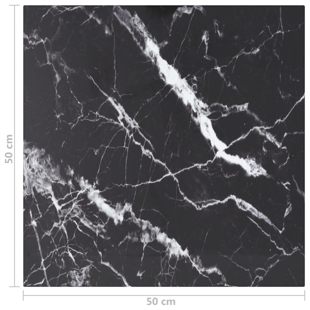 322270 vidaXL Table Top Black 50x50 cm 6 mm Tempered Glass with Marble Design