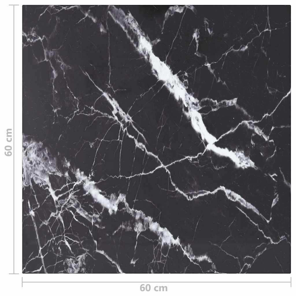 322271 vidaXL Table Top Black 60x60 cm 6 mm Tempered Glass with Marble Design
