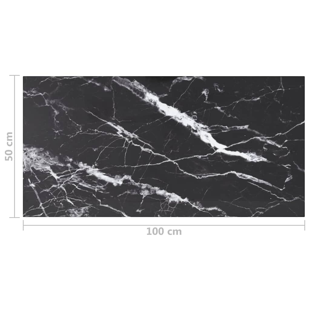 322274 vidaXL Table Top Black 100x50 cm 6mm Tempered Glass with Marble Design