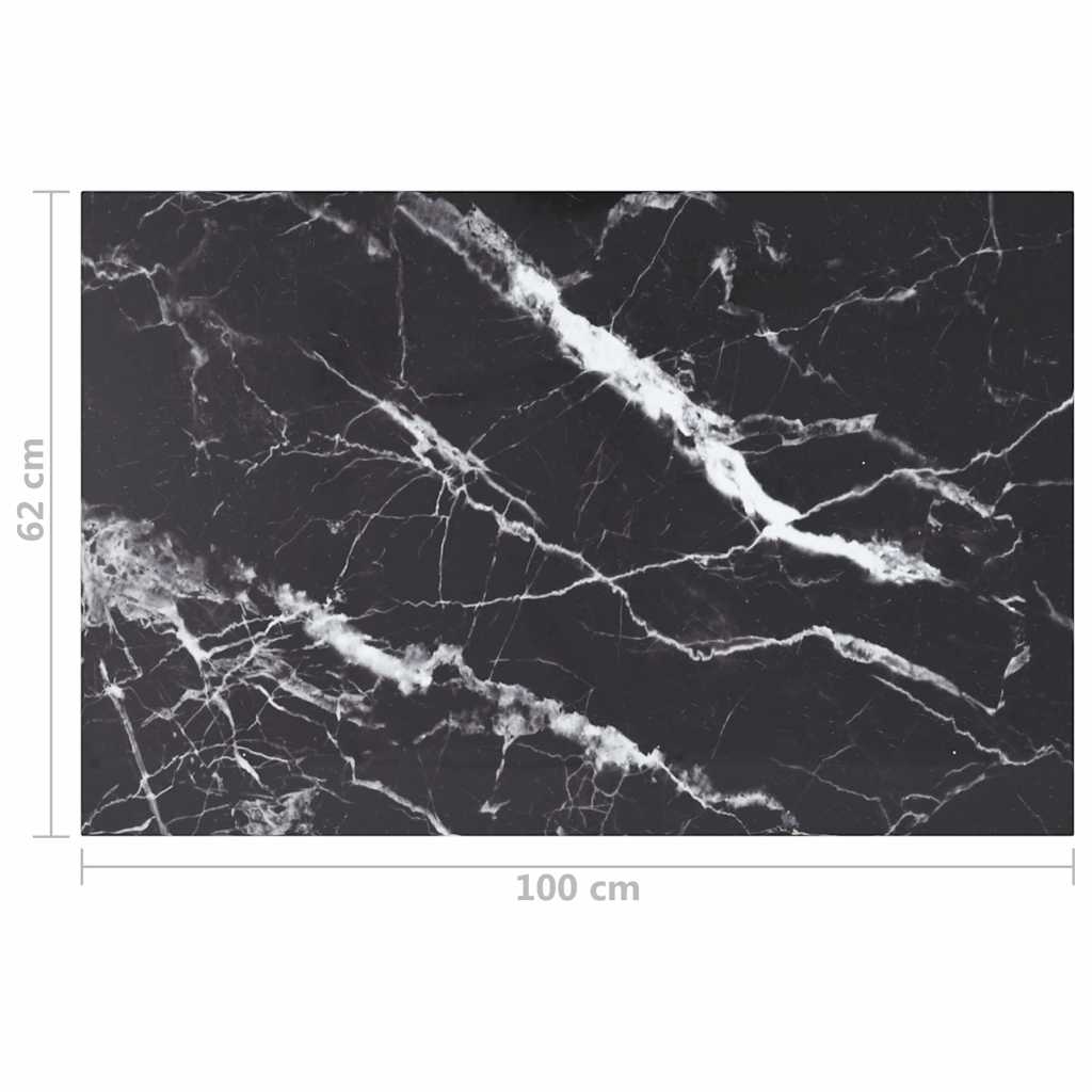 322275 vidaXL Table Top Black 100x62 cm 8mm Tempered Glass with Marble Design
