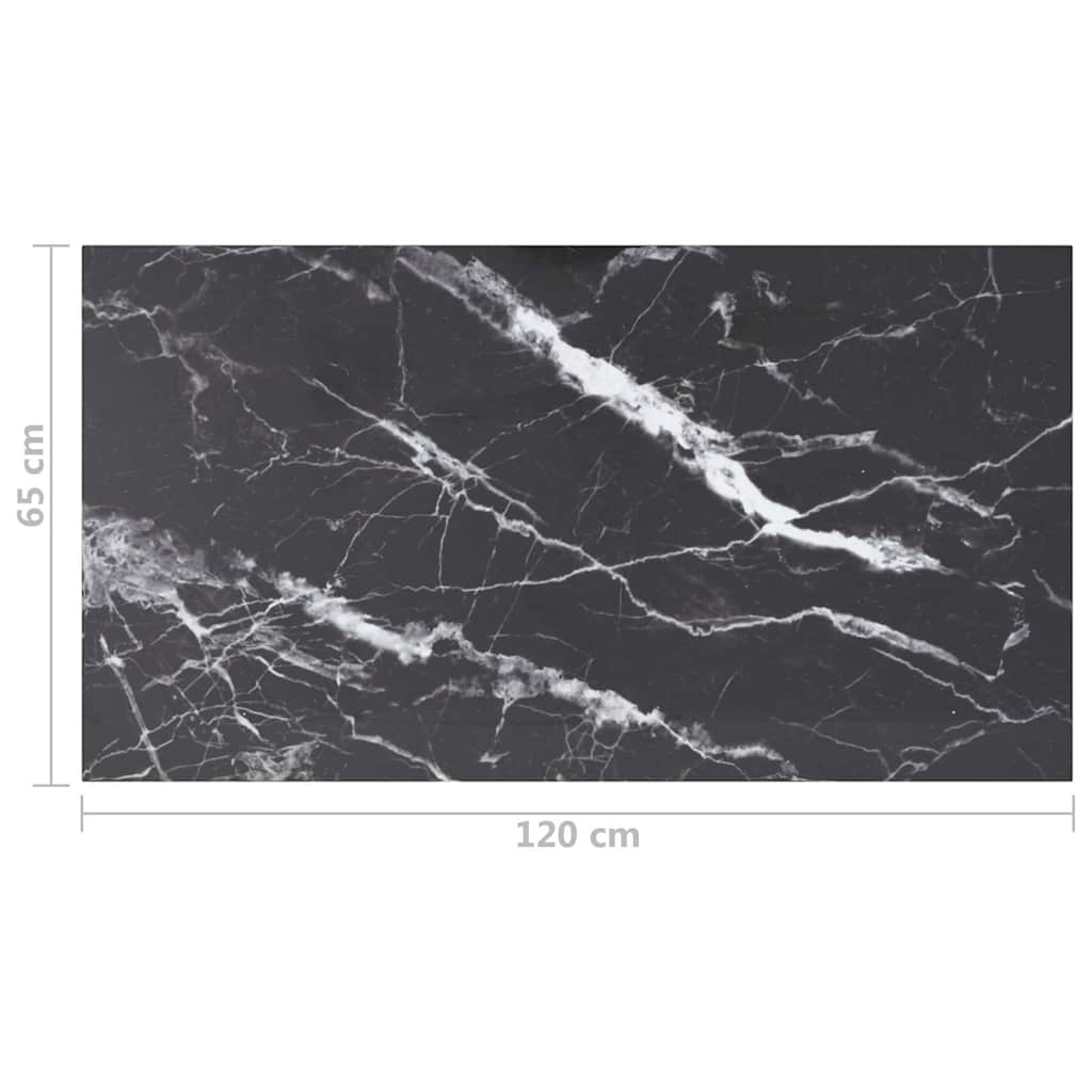 322276 vidaXL Table Top Black 120x65 cm 8mm Tempered Glass with Marble Design