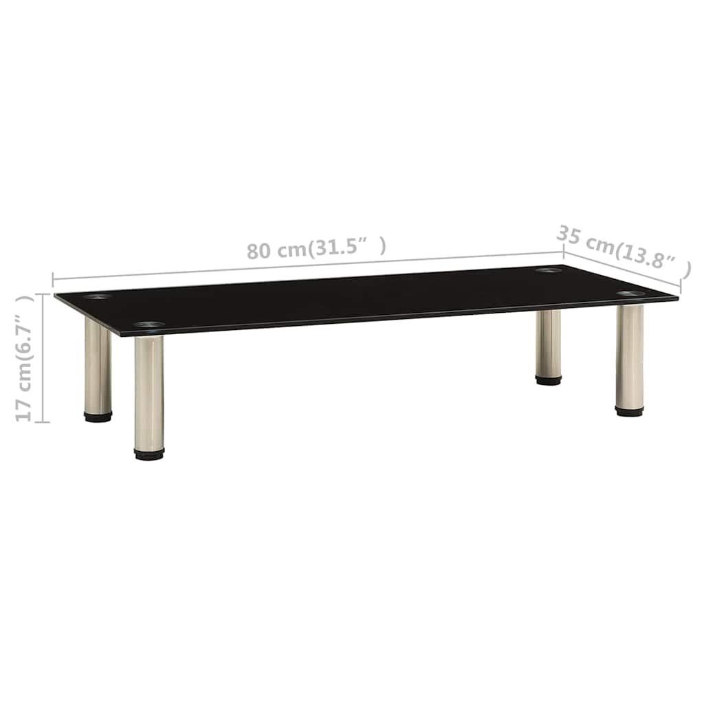 322764 vidaXL TV Stand Black 80x35x17 cm Tempered Glass