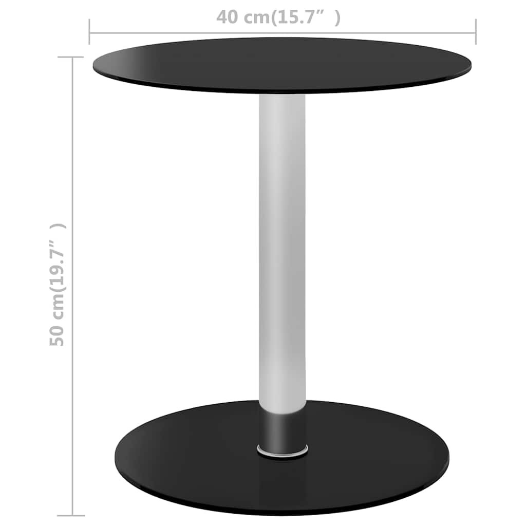 322781 vidaXL Coffee Table Black 40 cm Tempered Glass
