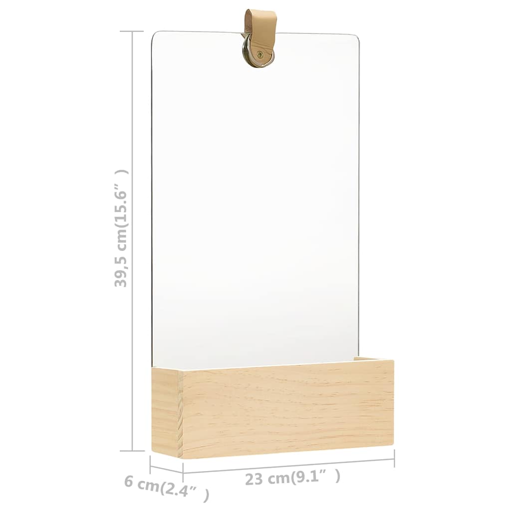 322802 vidaXL Wall Mirror Solid Pinewood 23x39,5 cm