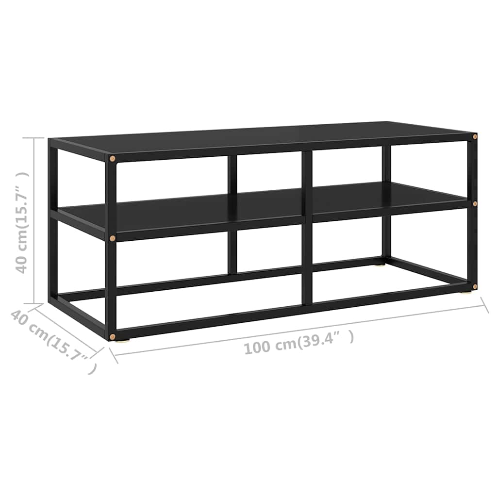 322856 vidaXL TV Cabinet Black with Black Glass 100x40x40 cm
