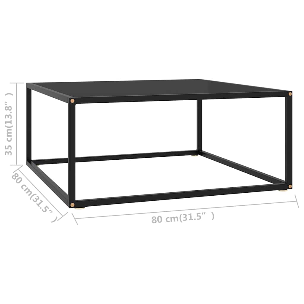 322876 vidaXL Coffee Table Black with Black Glass 80x80x35 cm