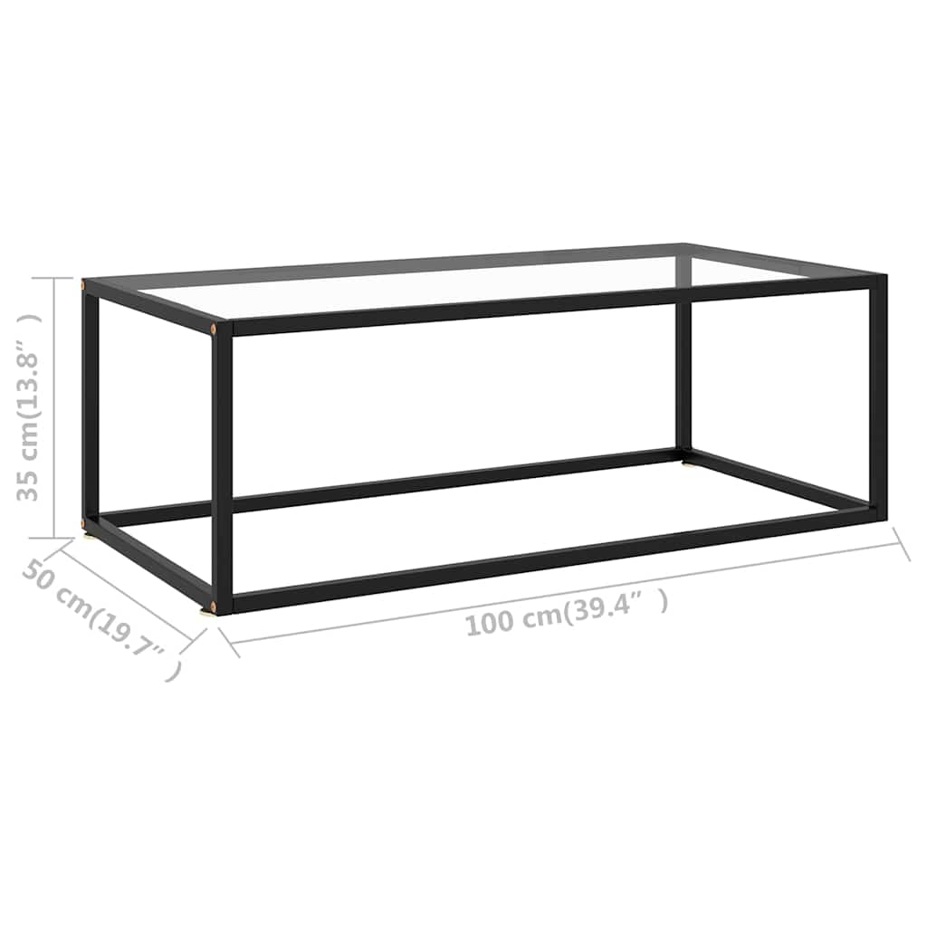 322879 vidaXL Coffee Table Black with Tempered Glass 100x50x35 cm