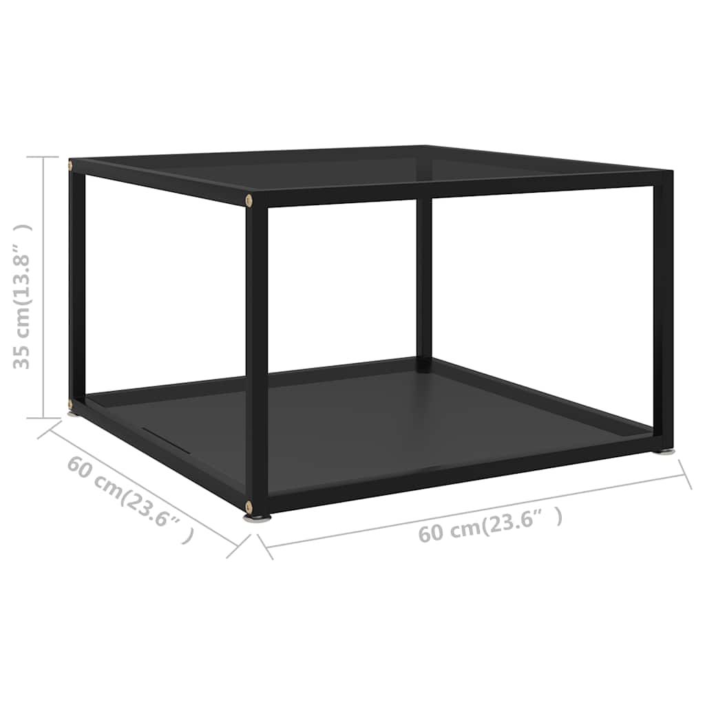 322888 vidaXL Coffee Table Black 60x60x35 cm Tempered Glass