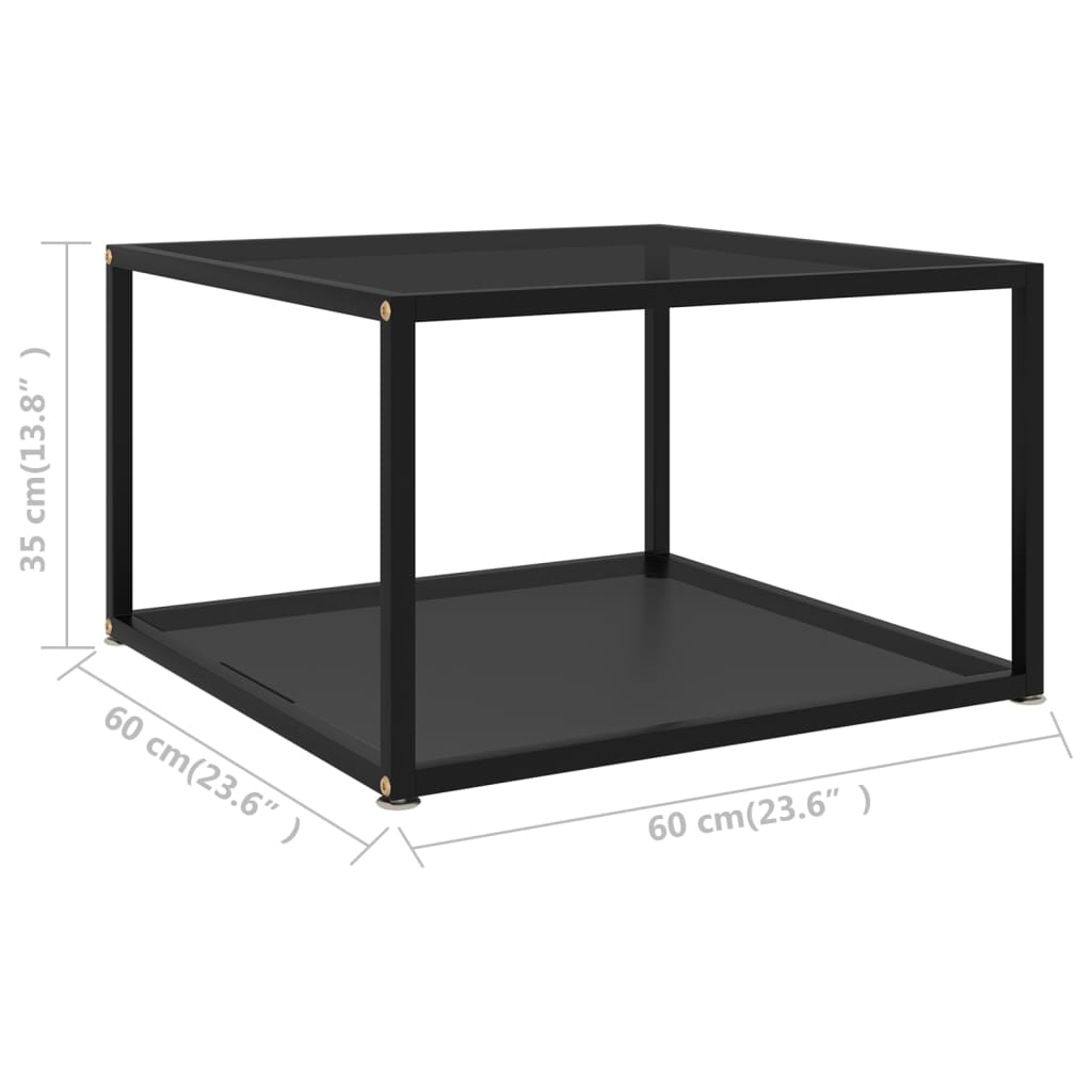 Coffee Table | Black | Tempered glass, powder-coated steel | 60x60 cm