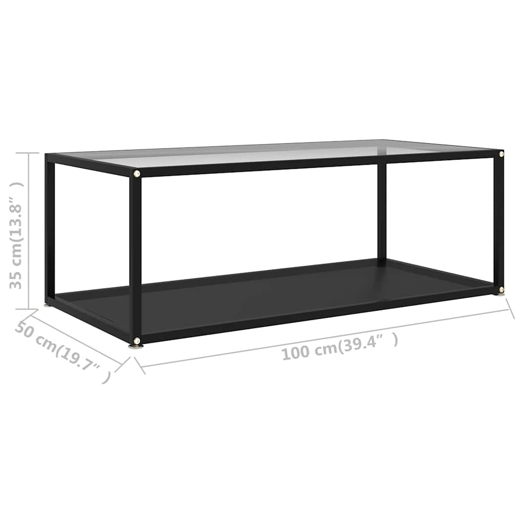 322901 vidaXL Coffee Table Transparent and Black 100x50x35 cm Tempered Glass