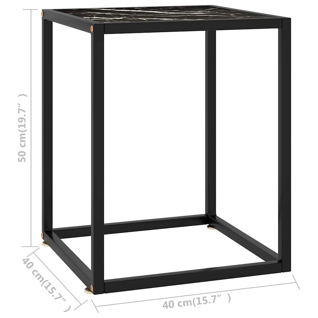 322910 vidaXL Coffee Table Black with Black Marble Glass 40x40x50 cm