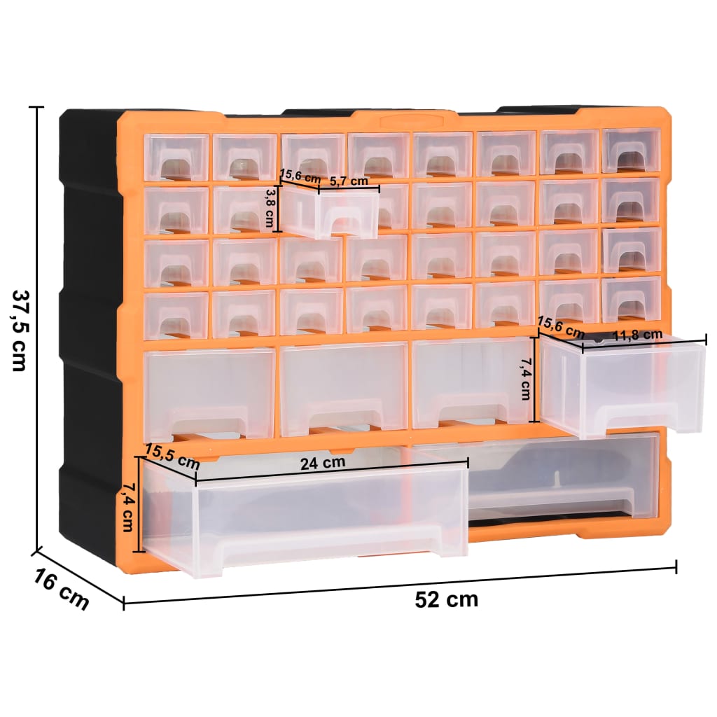 Multi-drawer Organiser with 38 Drawers 52x16x37,5 cm