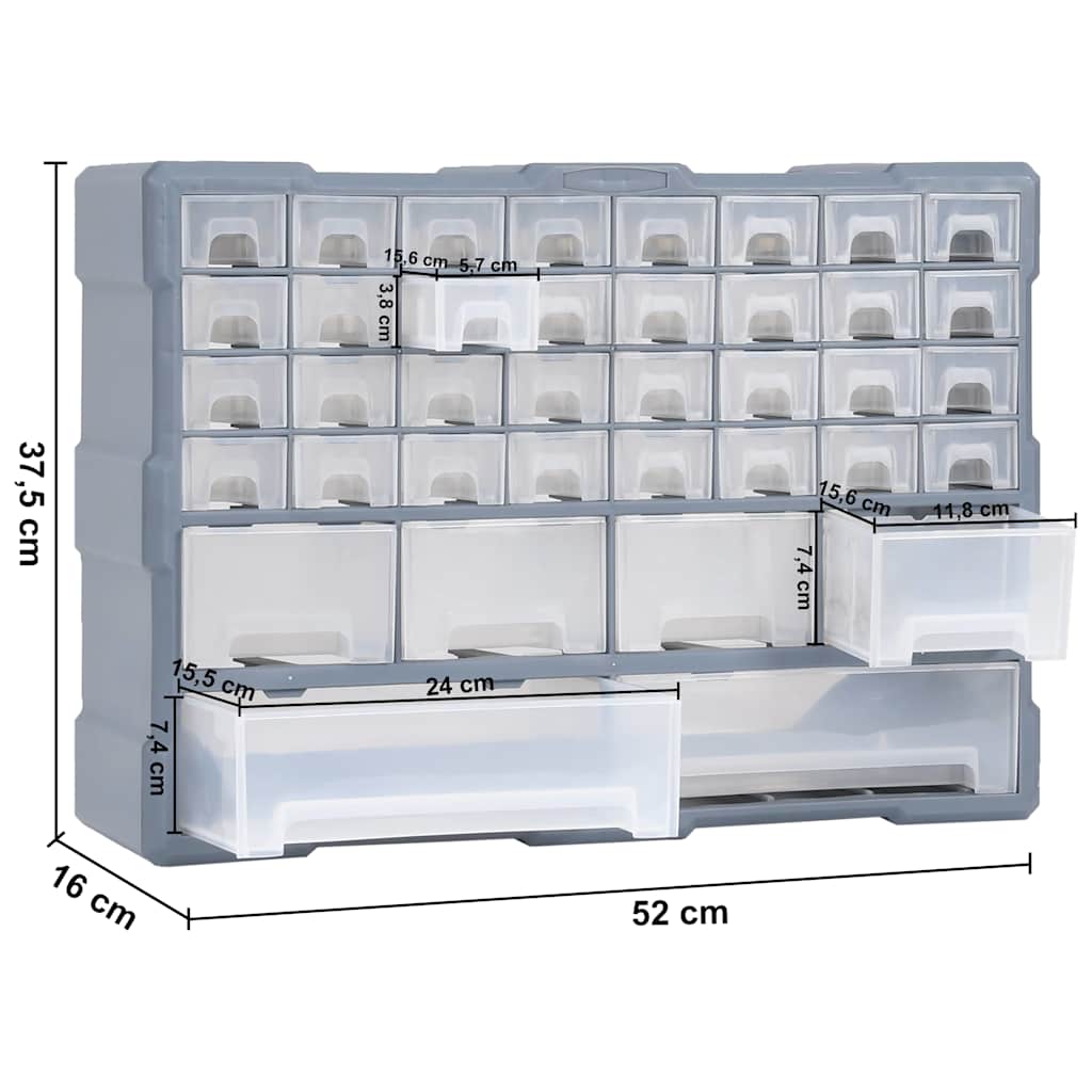 Multi-drawer Organiser with 38 Drawers 52x16x37,5 cm