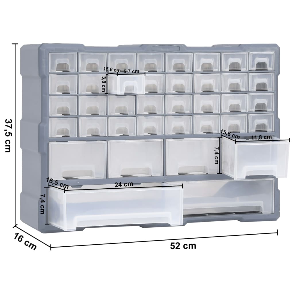 Multi-drawer Organiser with 38 Drawers 52x16x37,5 cm