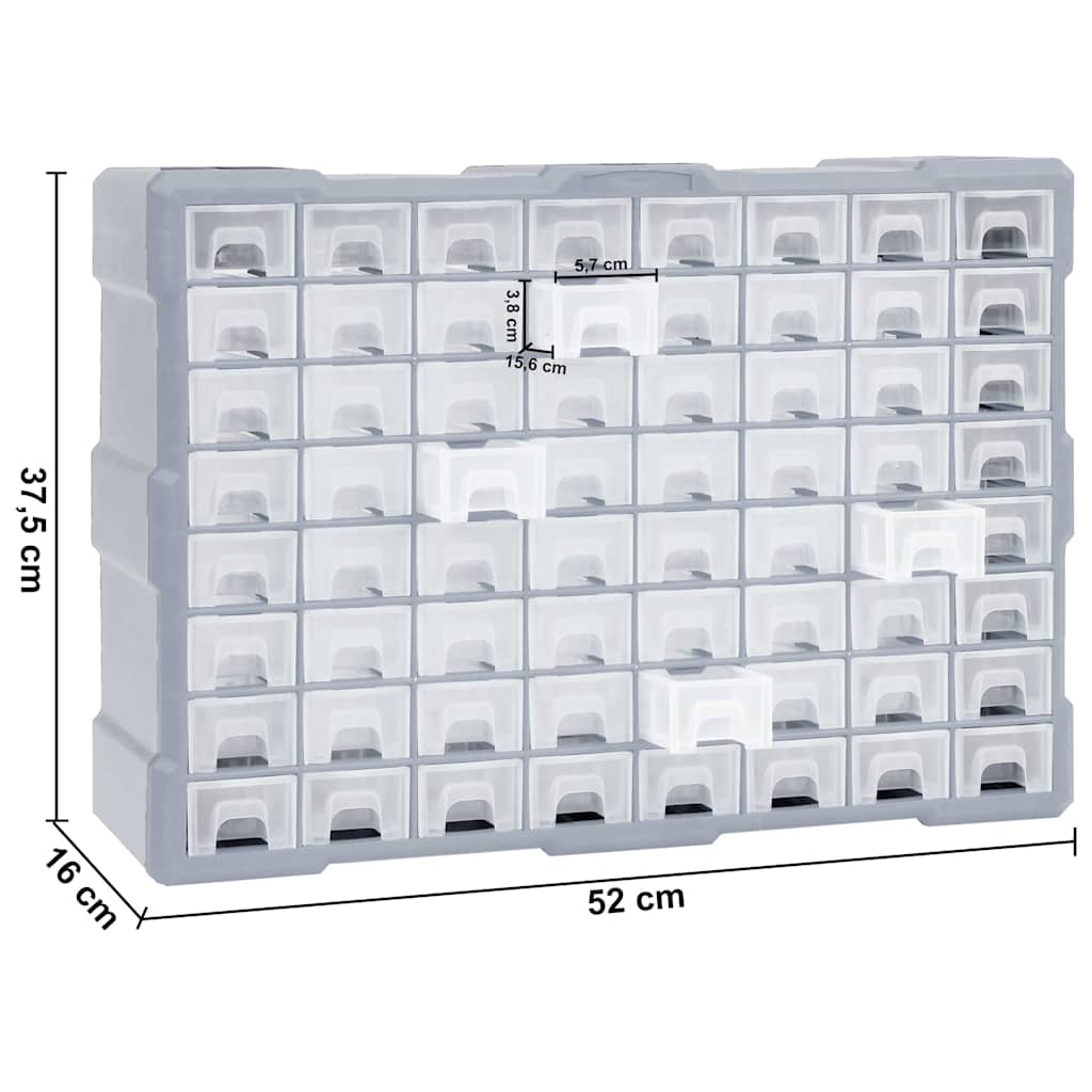 147580 vidaXL Multi-drawer Organiser with 64 Drawers 52x16x37,5 cm