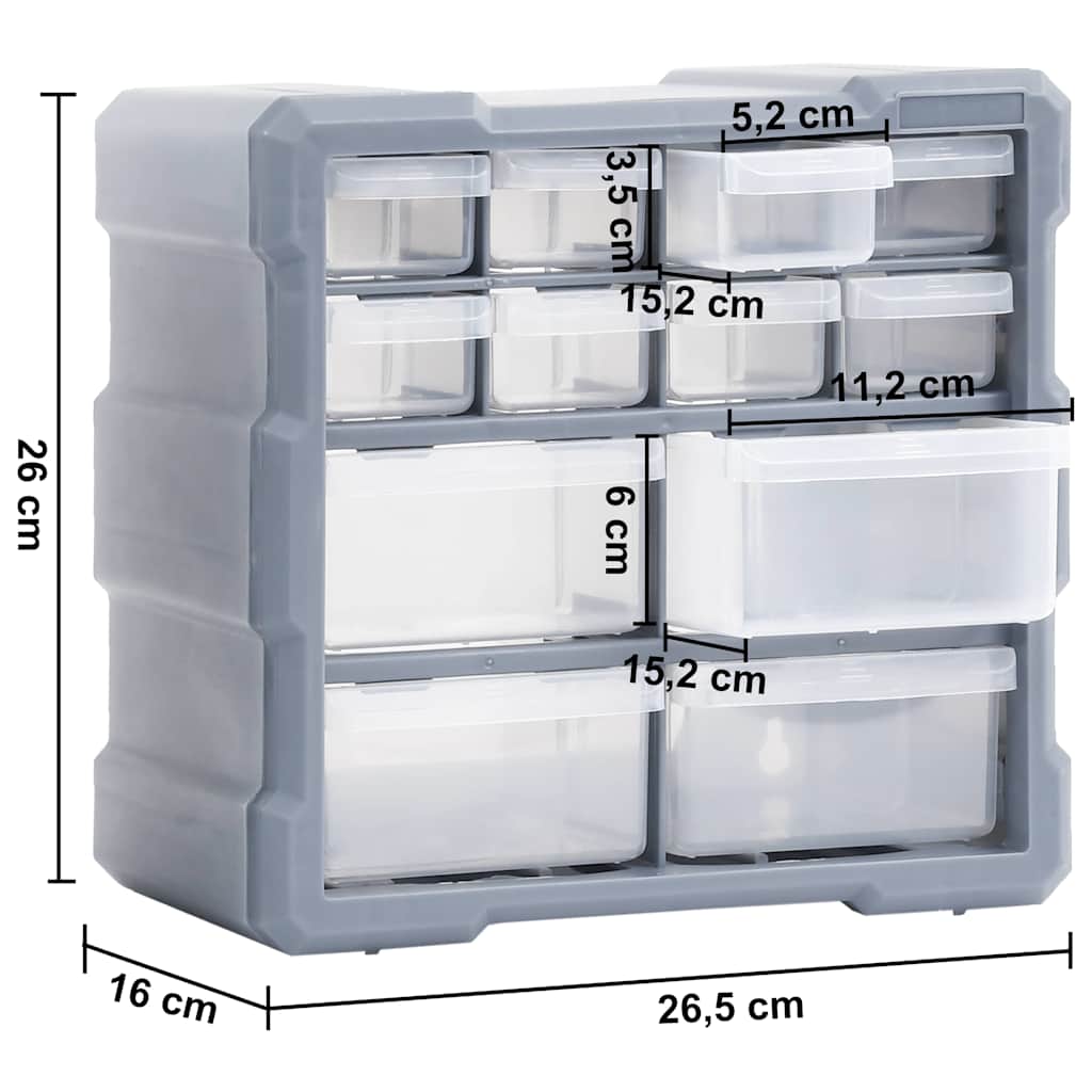 147582 vidaXL Multi-drawer Organisers with 12 Drawers 2 pcs 26,5x16x26 cm