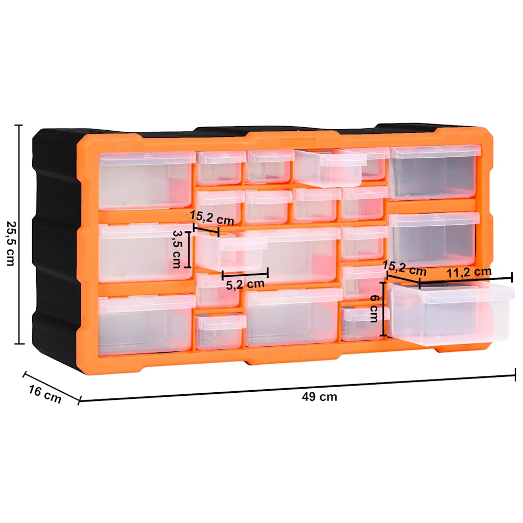 147583 vidaXL Multi-drawer Organiser with 22 Drawers 49x16x25,5 cm