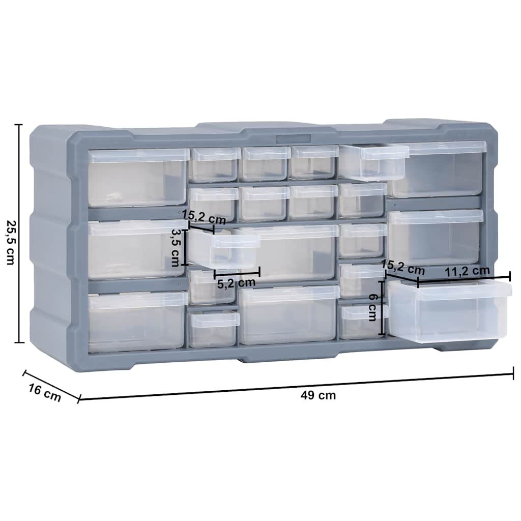 147584 vidaXL Multi-drawer Organiser with 22 Drawers 49x16x25,5 cm
