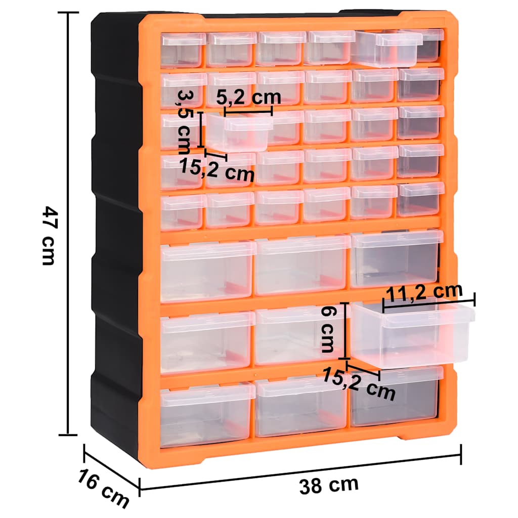 147585 vidaXL Multi-drawer Organiser with 39 Drawers 38x16x47 cm