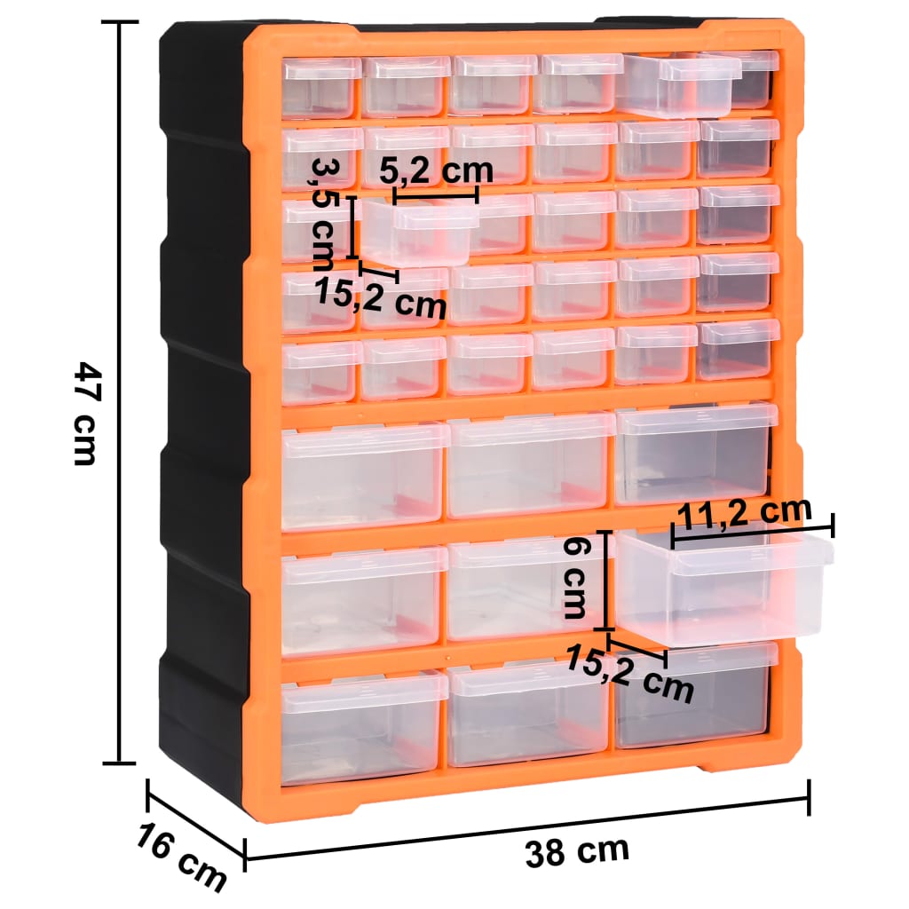 147585 vidaXL Multi-drawer Organiser with 39 Drawers 38x16x47 cm