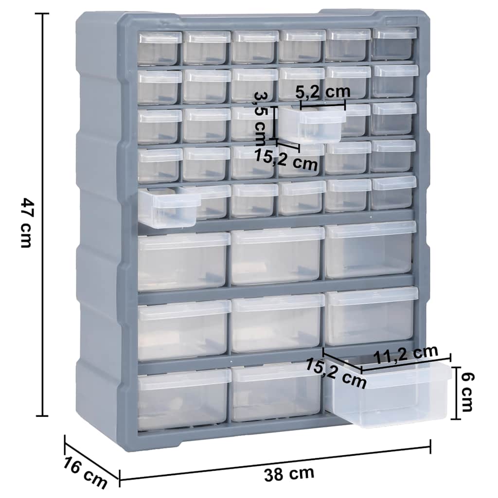 147586 vidaXL Multi-drawer Organiser with 39 Drawers 38x16x47 cm