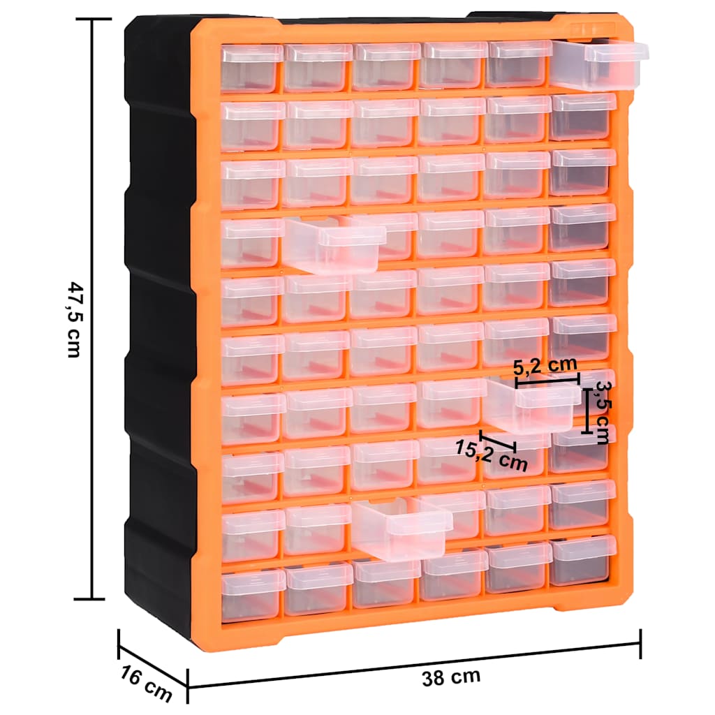 147587 vidaXL Multi-drawer Organiser with 60 Drawers 38x16x47,5 cm