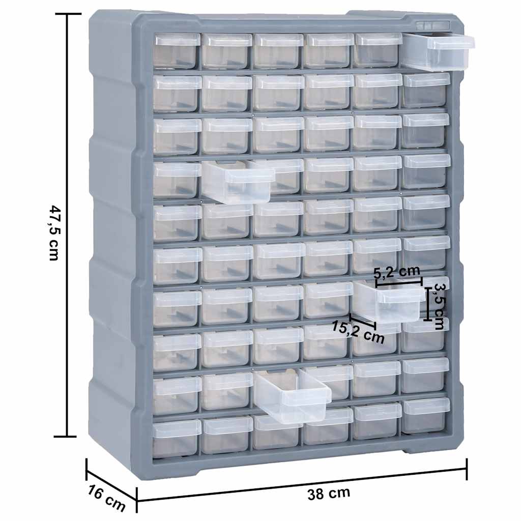 147588 vidaXL Multi-drawer Organiser with 60 Drawers 38x16x47,5 cm