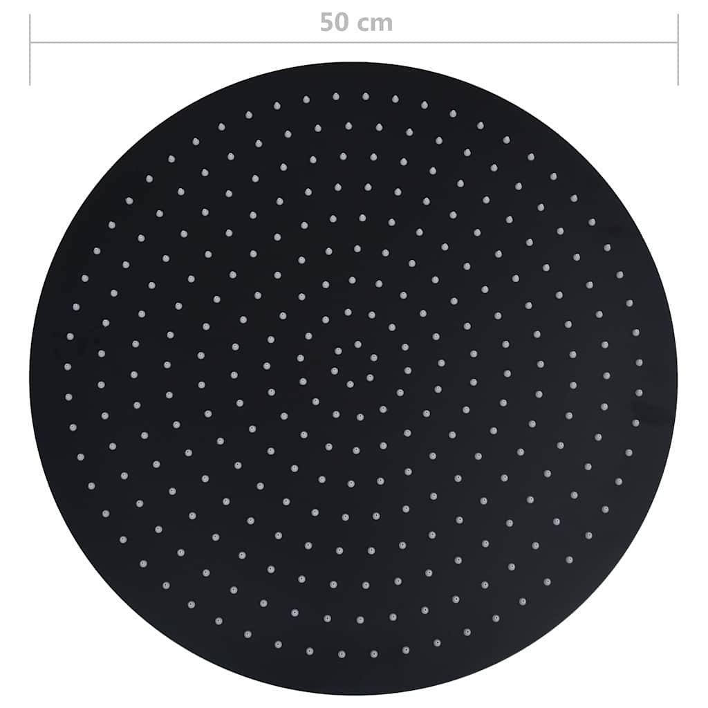 Rain Shower Head Stainless Steel 50 cm Round Black