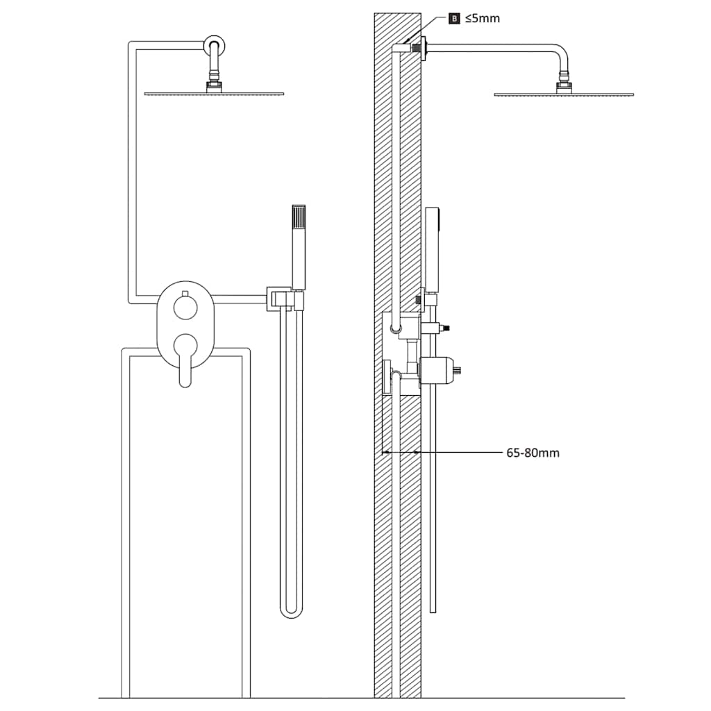 147721 vidaXL Shower System Stainless Steel 201 Black