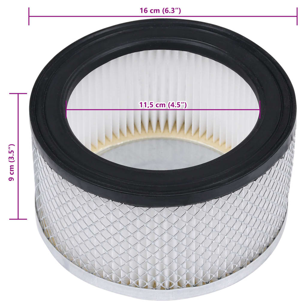 147681 vidaXL HEPA Filters 2 pcs for Ash Vacuum Cleaner Washable