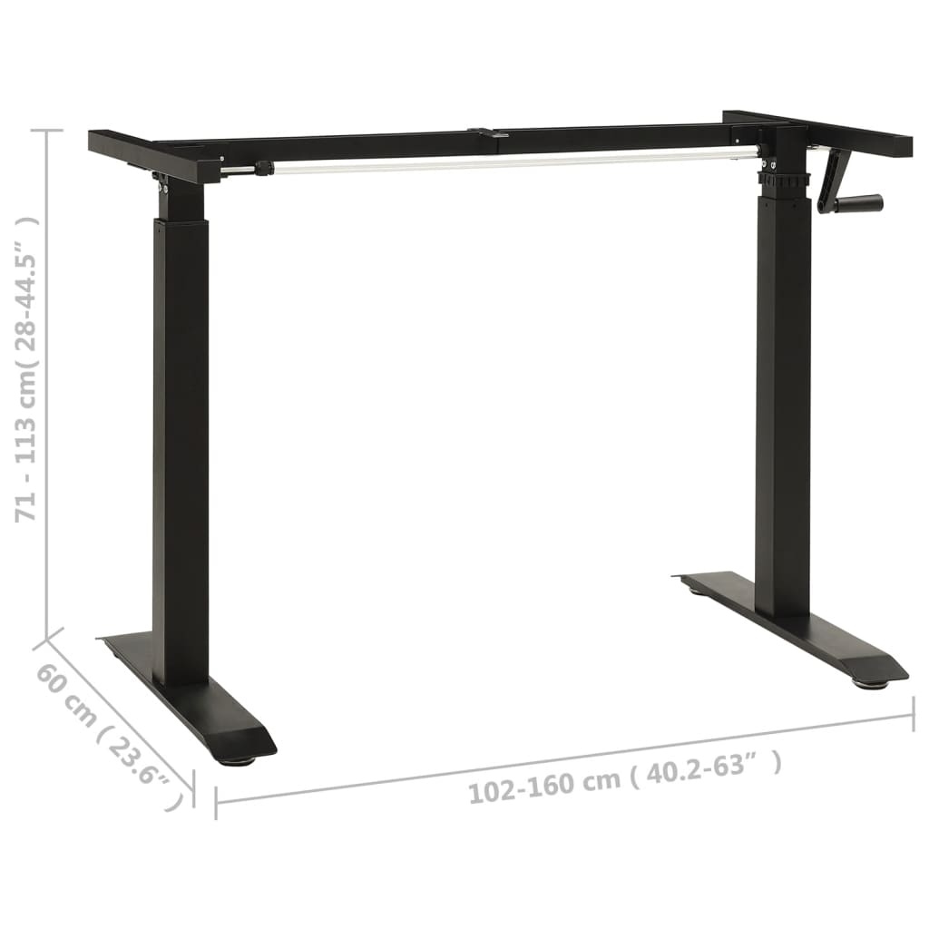321719 vidaXL Manual Height Adjustable Standing Desk Frame Hand Crank Black