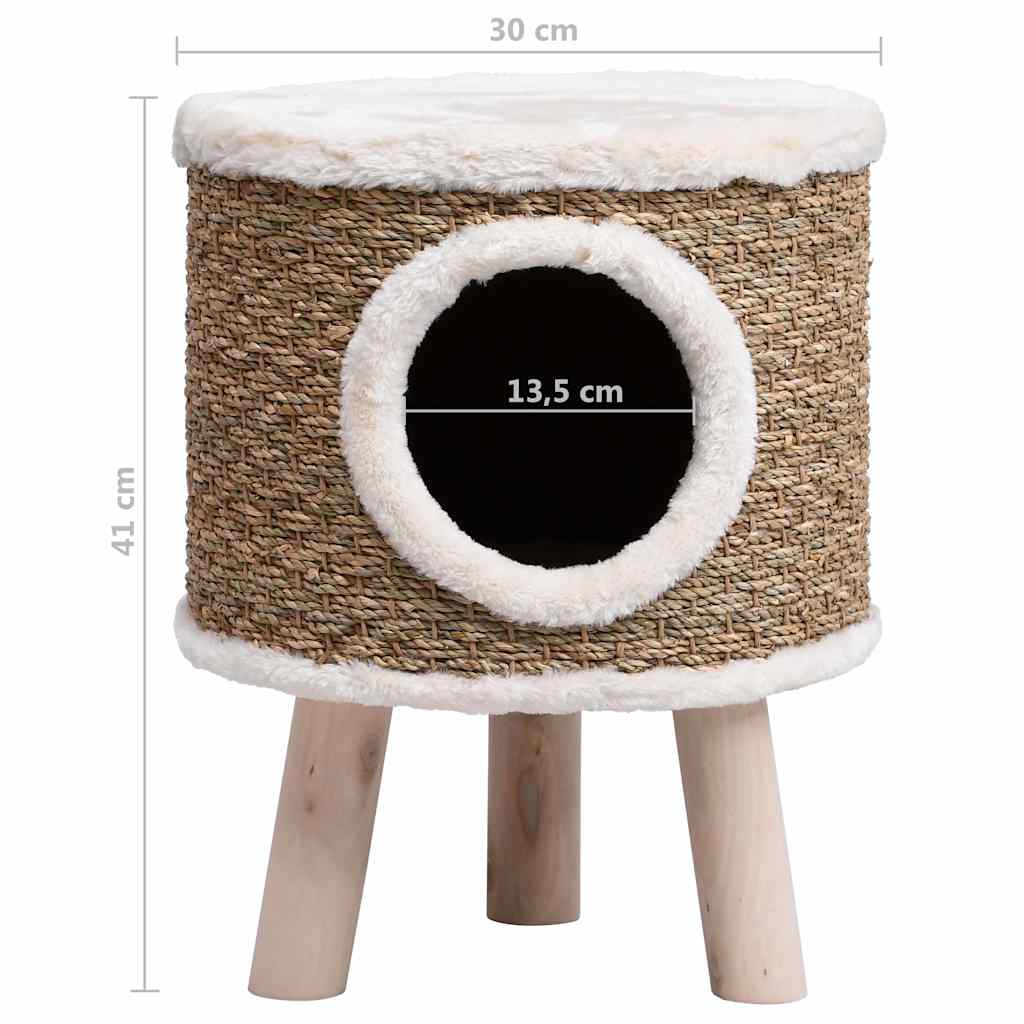170970 vidaXL Cat House with Wooden Legs 41 cm Seagrass